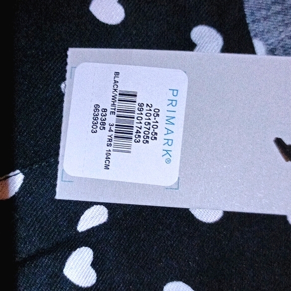 Primark-NWT- BLACK GIRLS DRESS WHITE HEARTS & 2PK NWT-TIGHTS - Picture 5 of 8